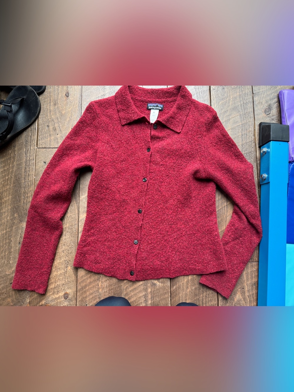 Patagonia Red Wool Blend Button-Up Cardigan